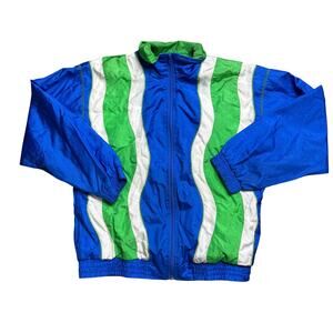 BOCOO VINTAGE M MEDIUM WINDBREAKER JACKET MENS UNISEX FULL ZIP BLUE FITNESS
